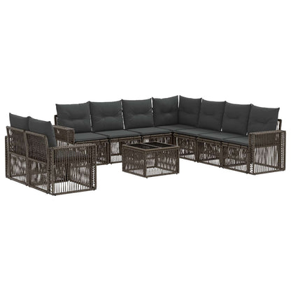 Set Divano da Giardino 10 pcs Grigio e Grigio Scuro polyrattan | homemem39