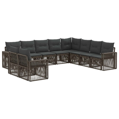 Set Divano da Giardino 10 pcs Grigio e Grigio Scuro polyrattan | homemem39