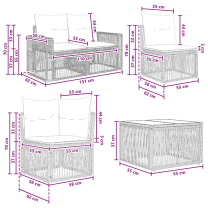 Set Divano da Giardino 11 pcs Nero e Bianco Crema polyrattan | homemem39