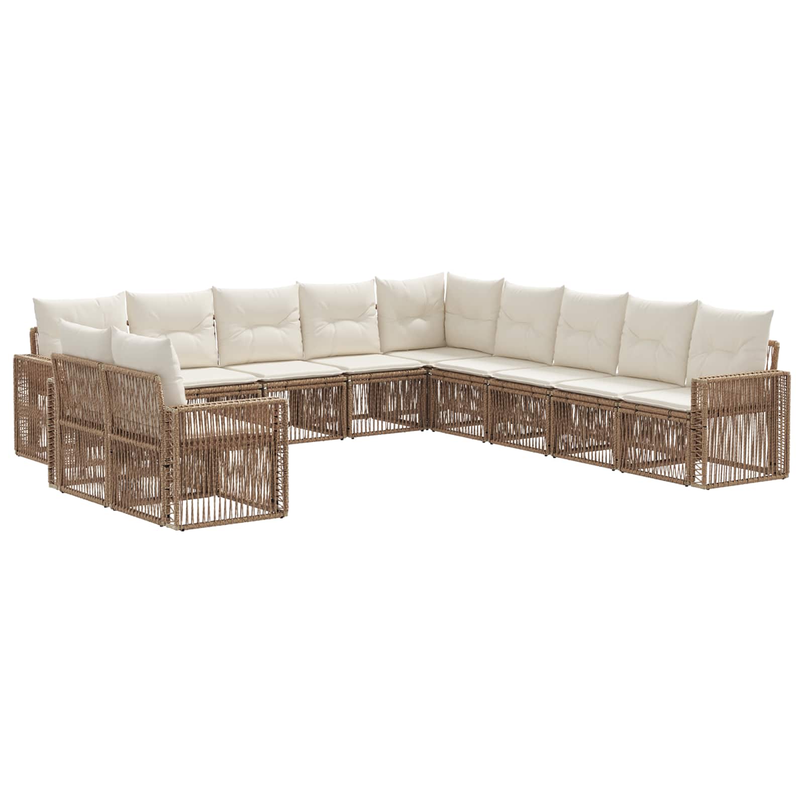 Set Divano da Giardino 11 pcs Beige e Bianco Crema polyrattan | homemem39