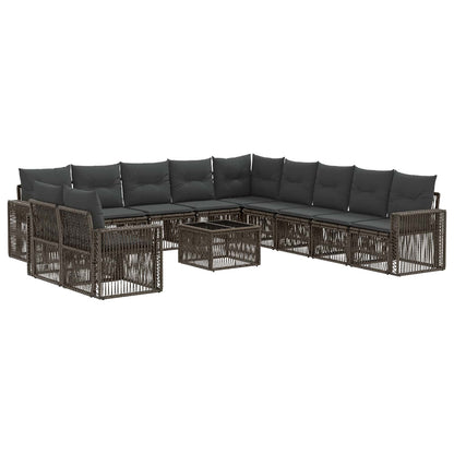 Set Divano da Giardino 12 pcs Grigio e Grigio Scuro polyrattan | homemem39