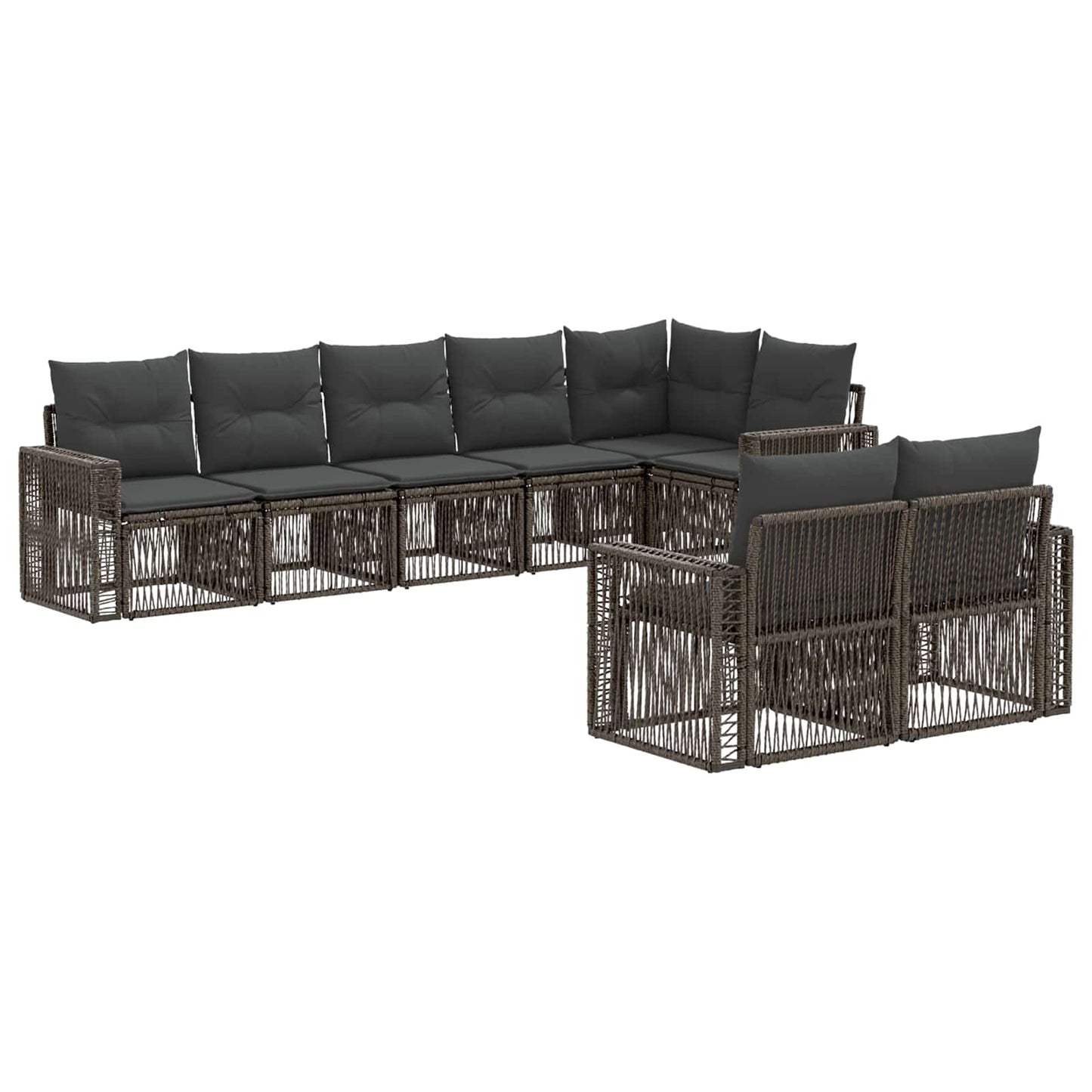 Set Divano da Giardino 8 pcs Grigio e Grigio Scuro polyrattan | homemem39