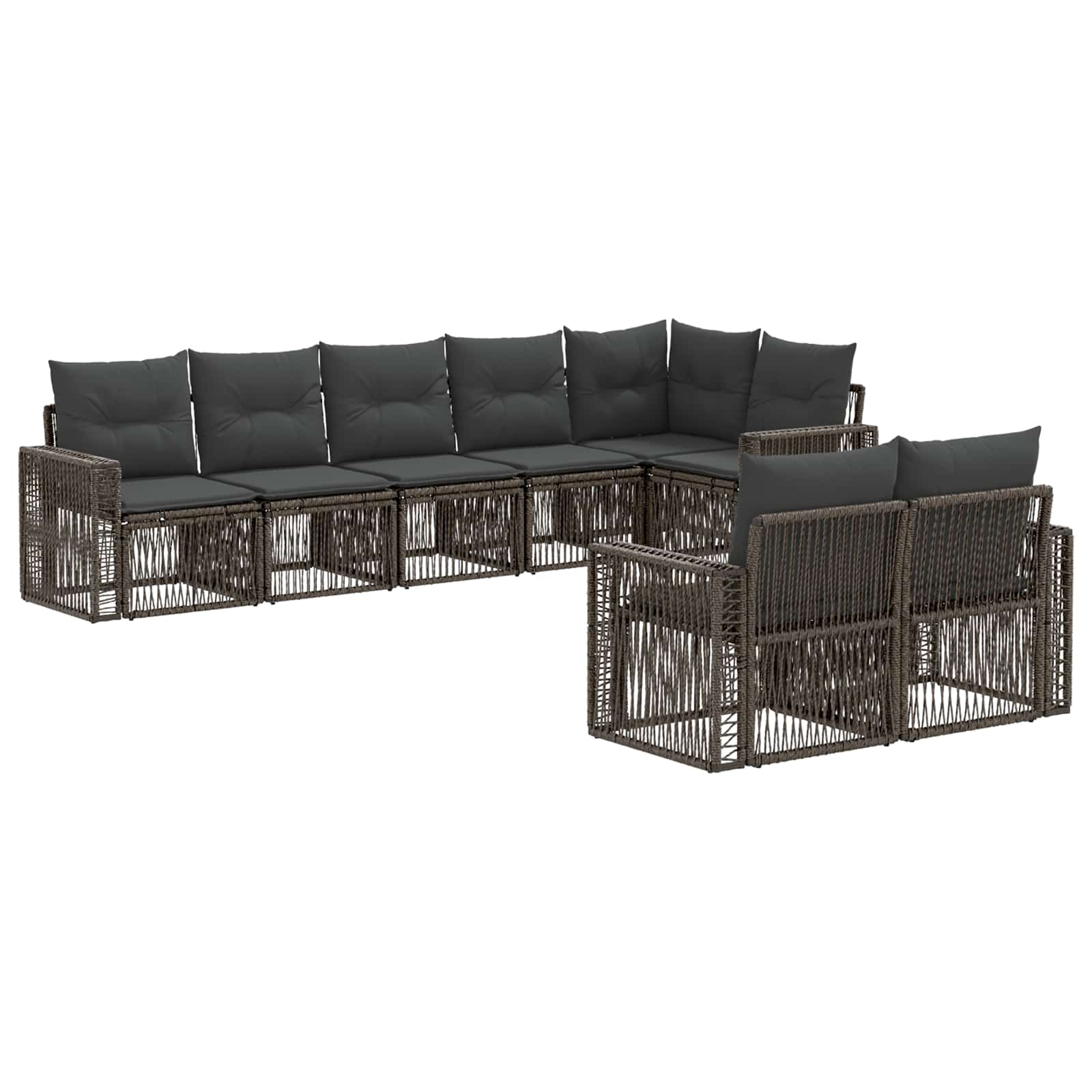 Set Divano da Giardino 8 pcs Grigio e Grigio Scuro polyrattan | homemem39