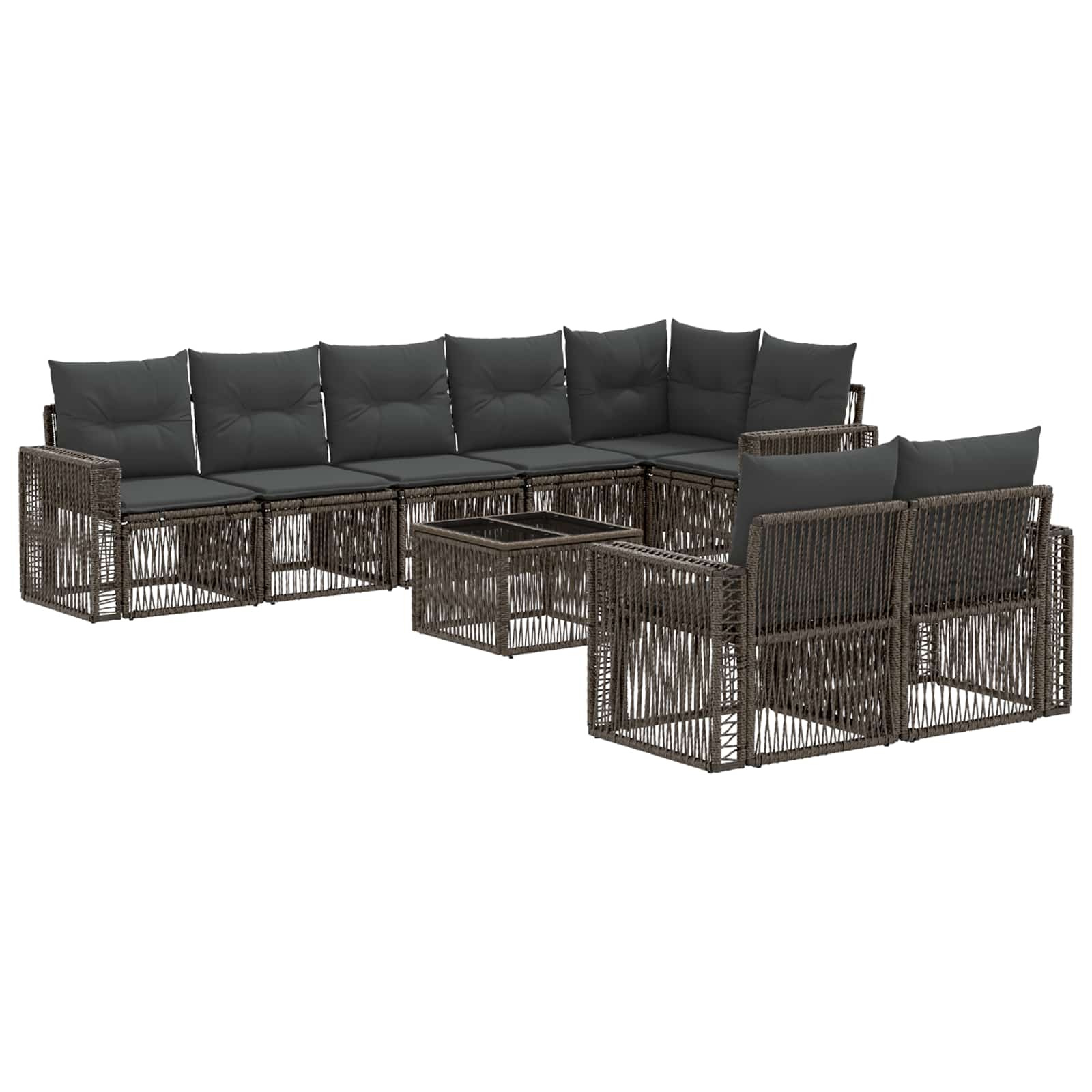 Set Divano da Giardino 9 pcs Grigio e Grigio Scuro polyrattan | homemem39