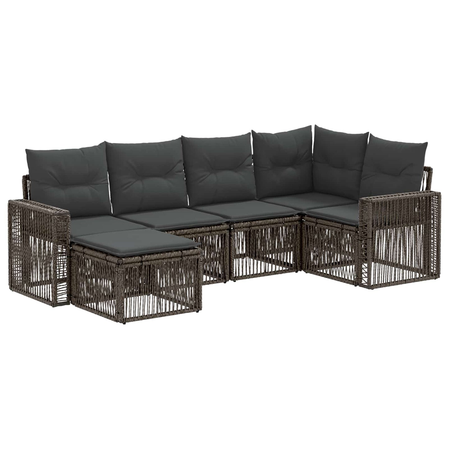 Set Divano da Giardino 6 pcs Grigio e Grigio Scuro polyrattan | homemem39