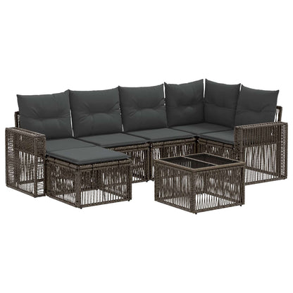 Set Divano da Giardino 7 pcs Grigio e Grigio Scuro polyrattan | homemem39