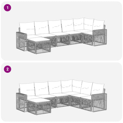Set Divano da Giardino 7 pcs Nero e Bianco Crema polyrattan | homemem39