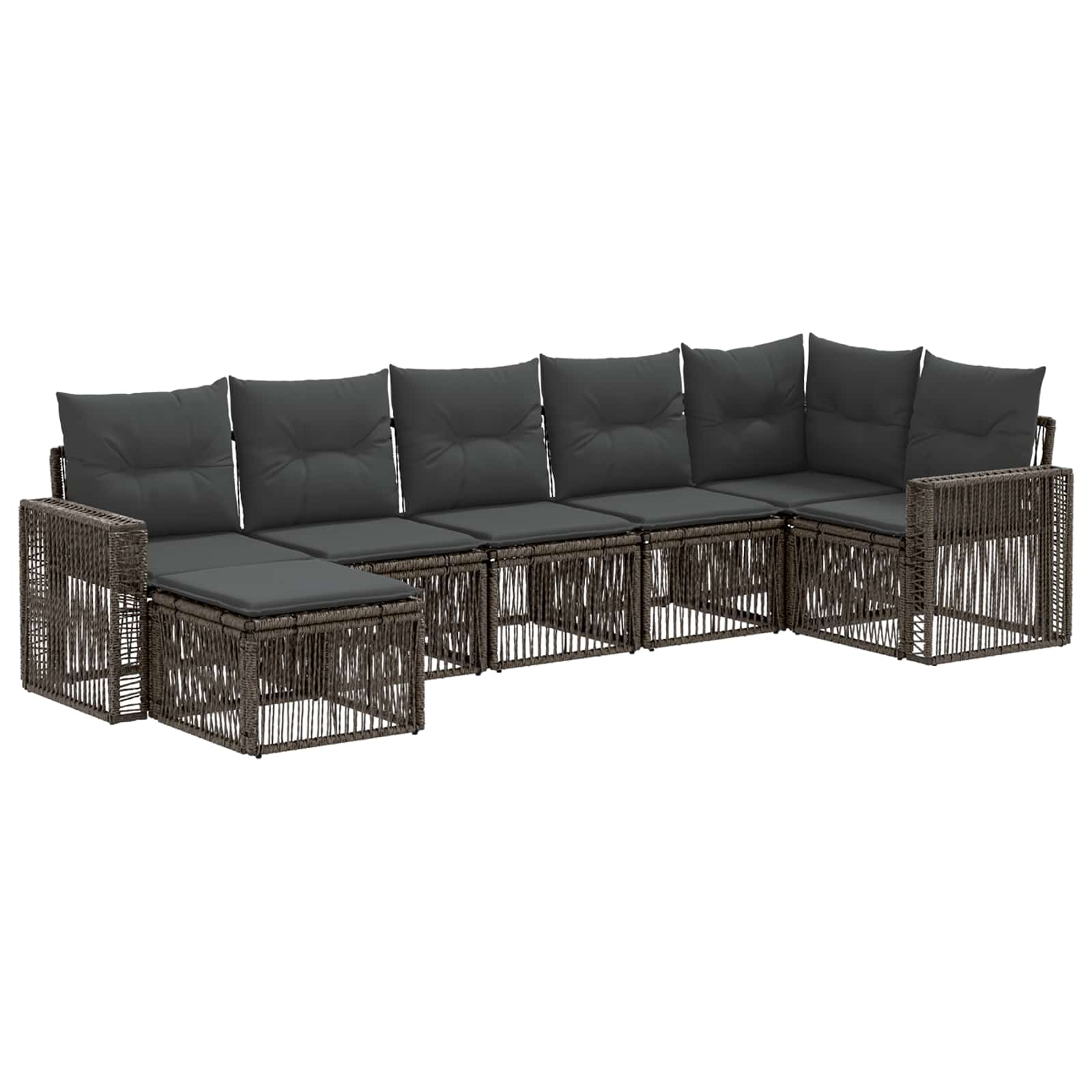 Set Divano da Giardino 7 pcs Grigio e Grigio Scuro polyrattan | homemem39
