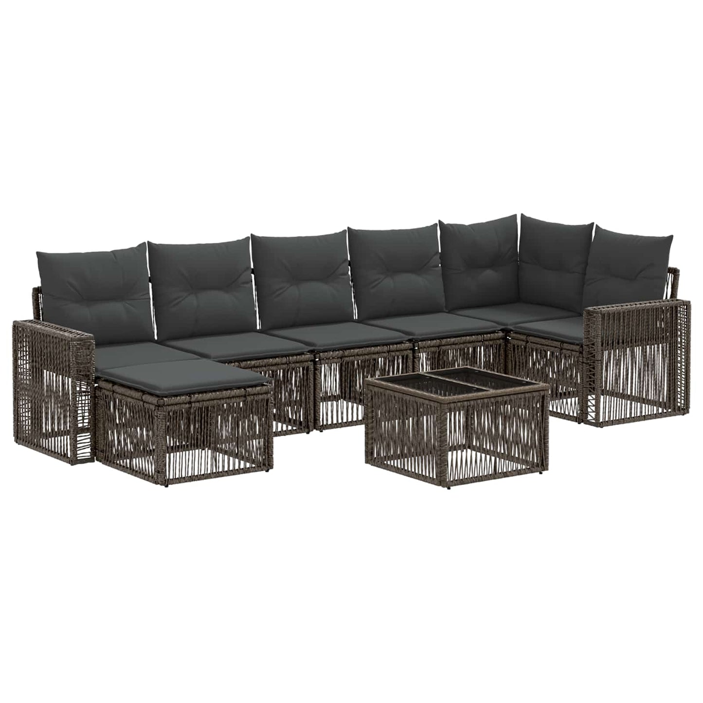 Set Divano da Giardino 8 pcs Grigio e Grigio Scuro polyrattan | homemem39