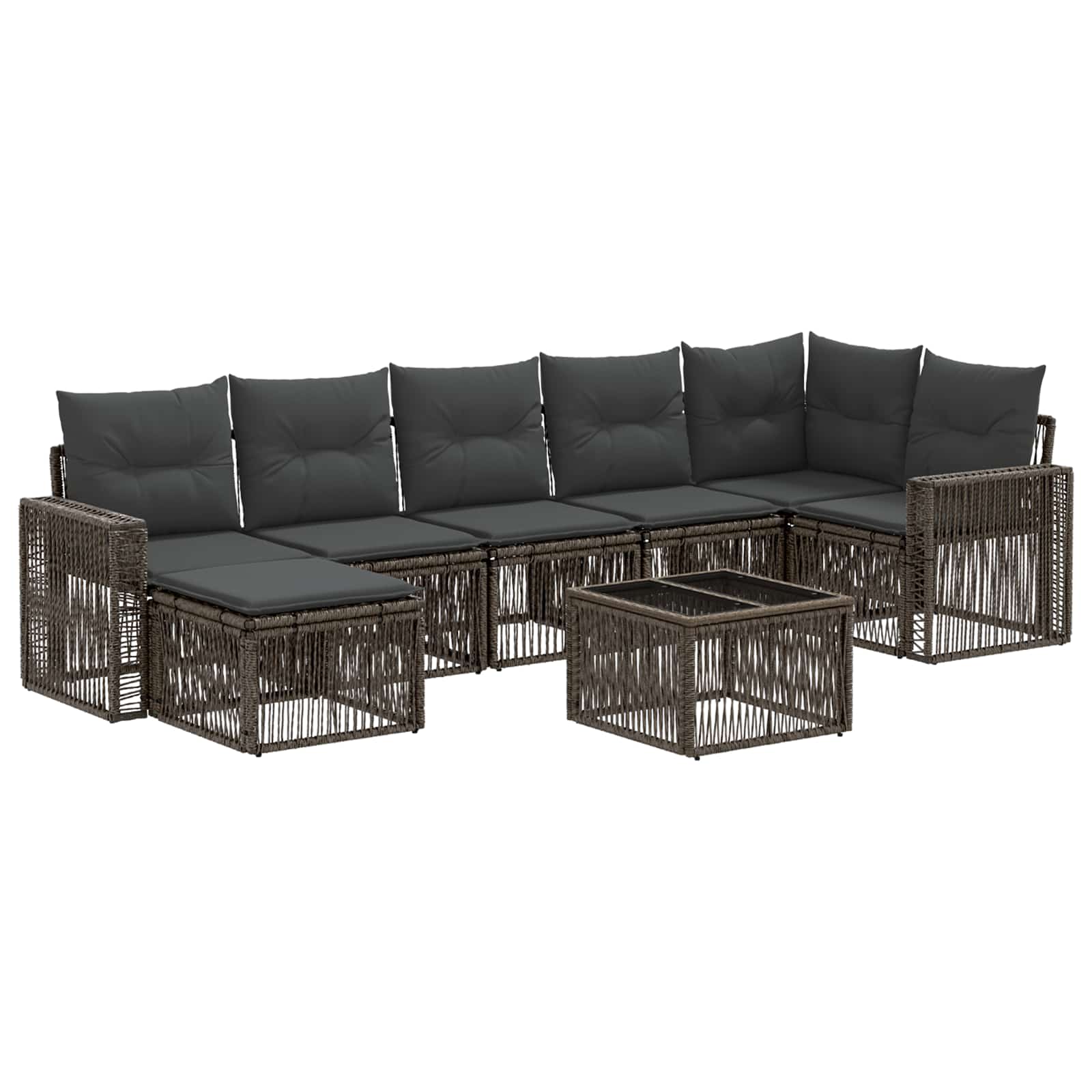 Set Divano da Giardino 8 pcs Grigio e Grigio Scuro polyrattan | homemem39