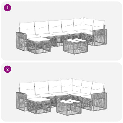 Set Divano da Giardino 8 pcs Grigio e Grigio Scuro polyrattan | homemem39