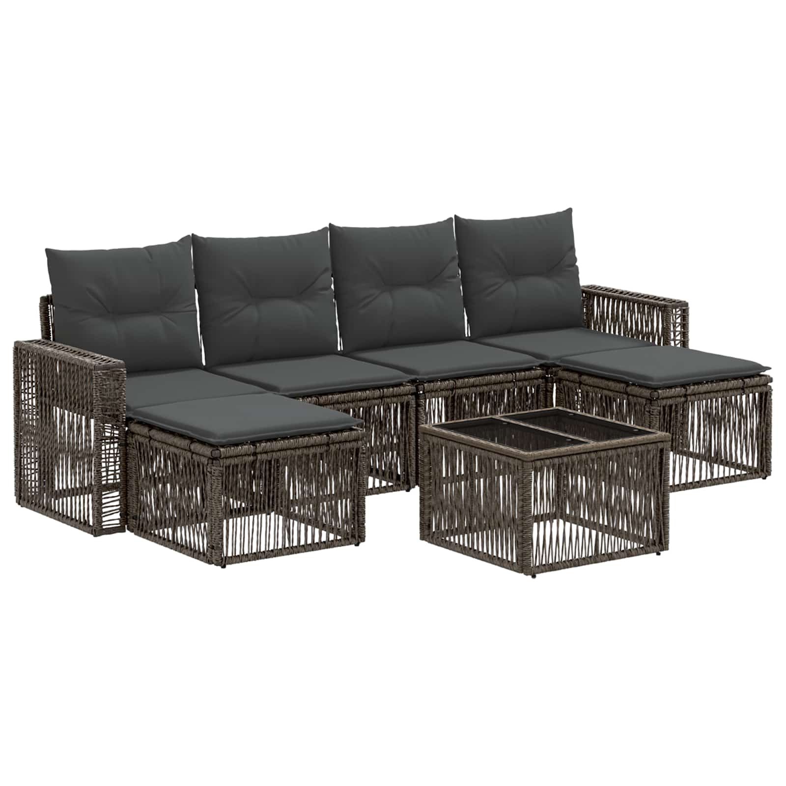 Set Divano da Giardino 7 pcs Grigio e Grigio Scuro polyrattan | homemem39