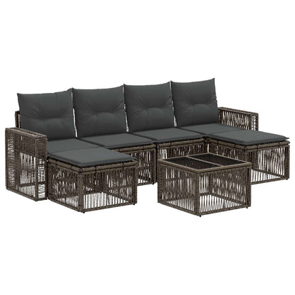 Set Divano da Giardino 7 pcs Grigio e Grigio Scuro polyrattan | homemem39