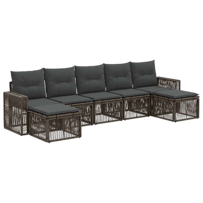 Set Divano da Giardino 7 pcs Grigio e Grigio Scuro polyrattan | homemem39