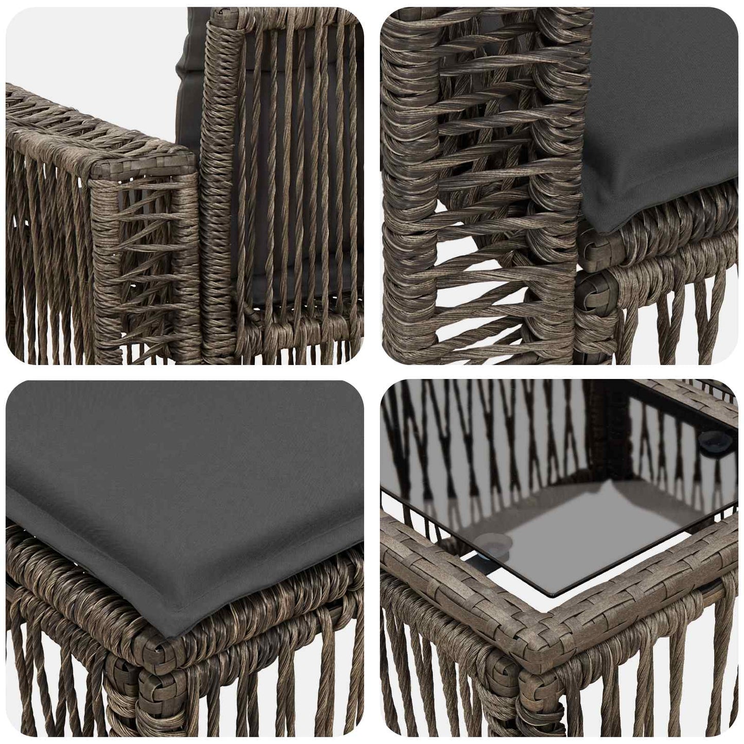 Set Divano da Giardino 8 pcs Grigio e Grigio Scuro polyrattan | homemem39