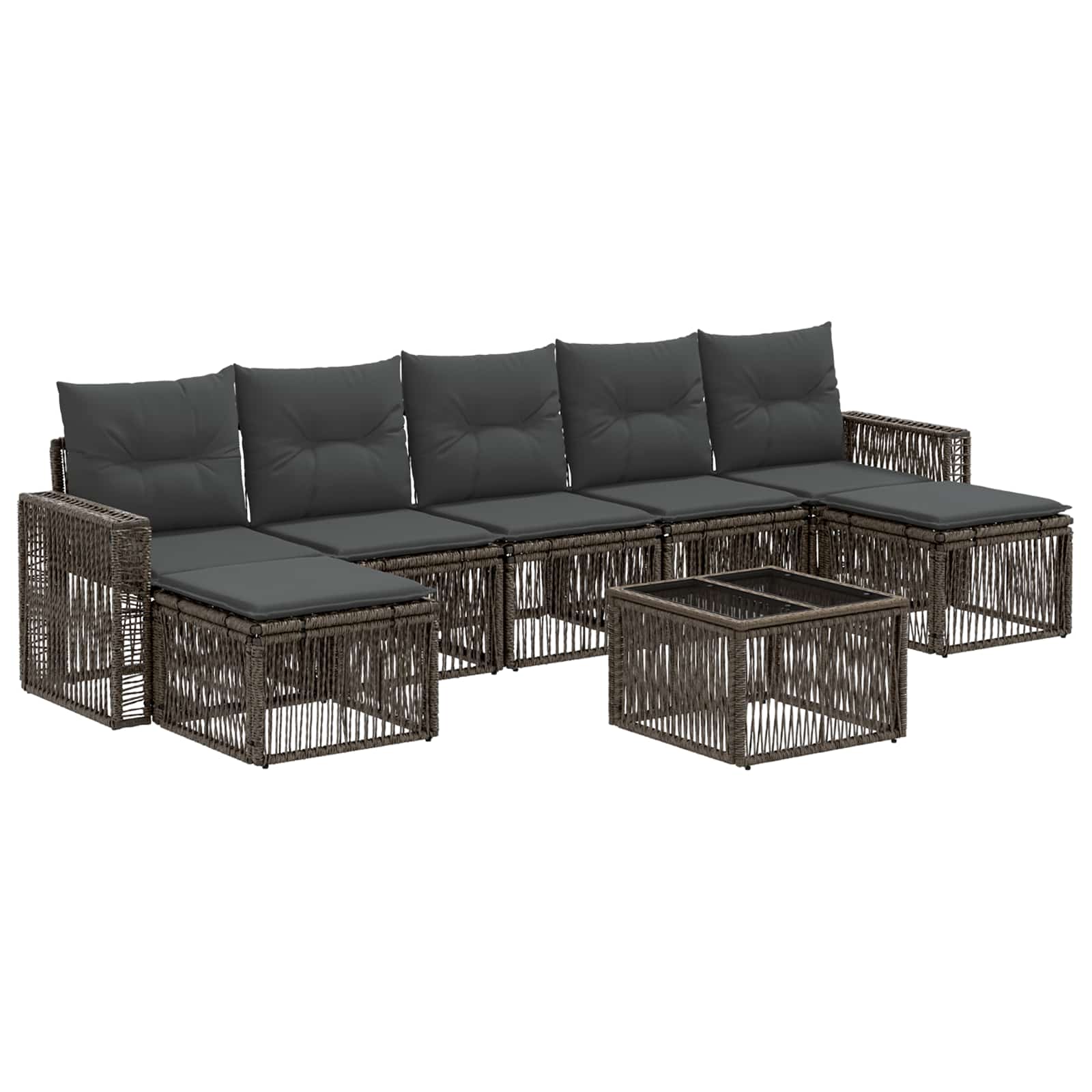 Set Divano da Giardino 8 pcs Grigio e Grigio Scuro polyrattan | homemem39