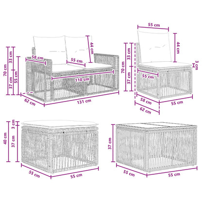 Set Divano da Giardino 8 pcs Grigio e Grigio Scuro polyrattan | homemem39
