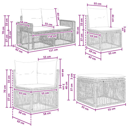 Set Divano da Giardino 8 pcs Nero e Bianco Crema polyrattan | homemem39