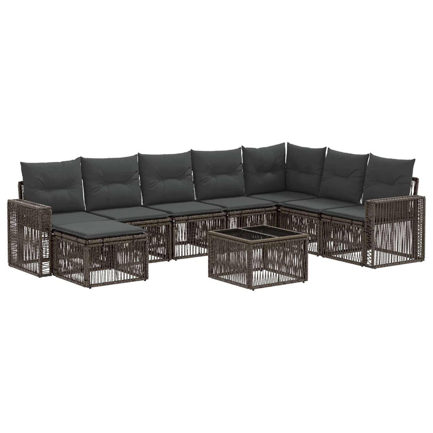 Set Divano da Giardino 9 pcs Grigio e Grigio Scuro polyrattan | homemem39
