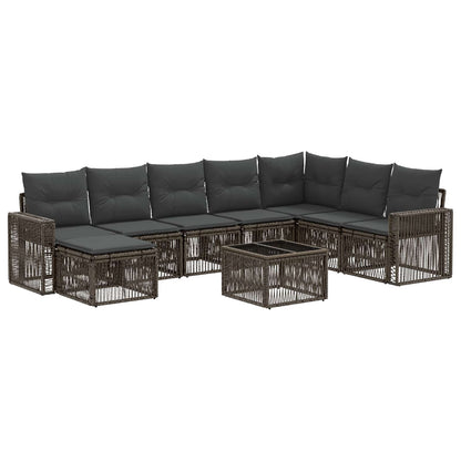 Set Divano da Giardino 9 pcs Grigio e Grigio Scuro polyrattan | homemem39