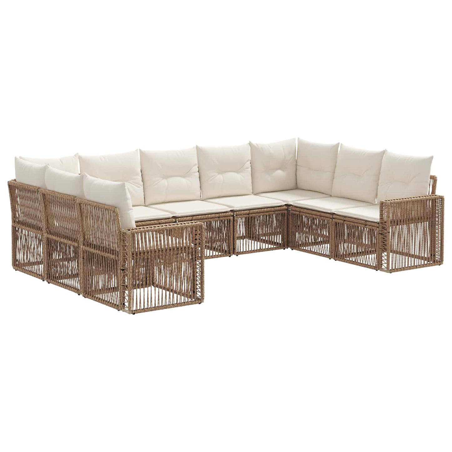 Set Divano da Giardino 9 pcs Beige e Bianco Crema polyrattan | homemem39
