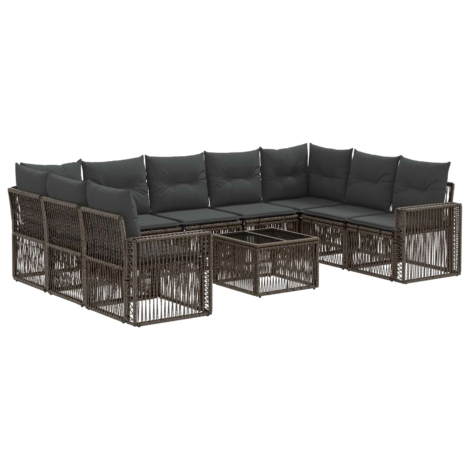 Set Divano da Giardino 10 pcs Grigio e Grigio Scuro polyrattan | homemem39
