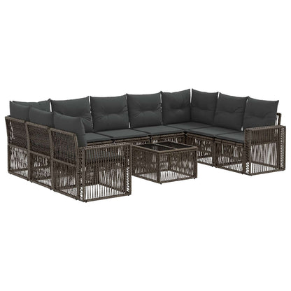 Set Divano da Giardino 10 pcs Grigio e Grigio Scuro polyrattan | homemem39