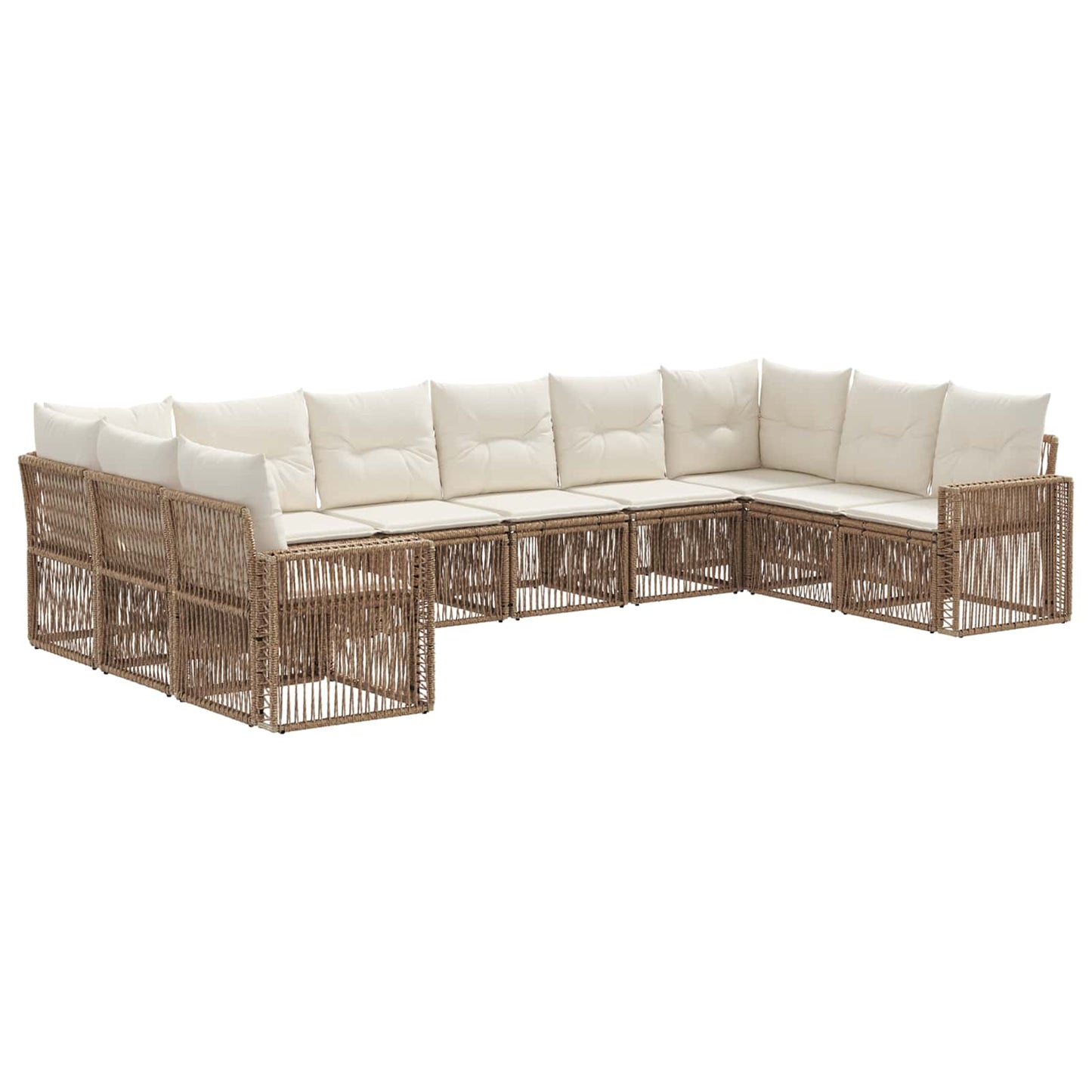Set Divano da Giardino 10 pcs Beige e Bianco Crema polyrattan | homemem39