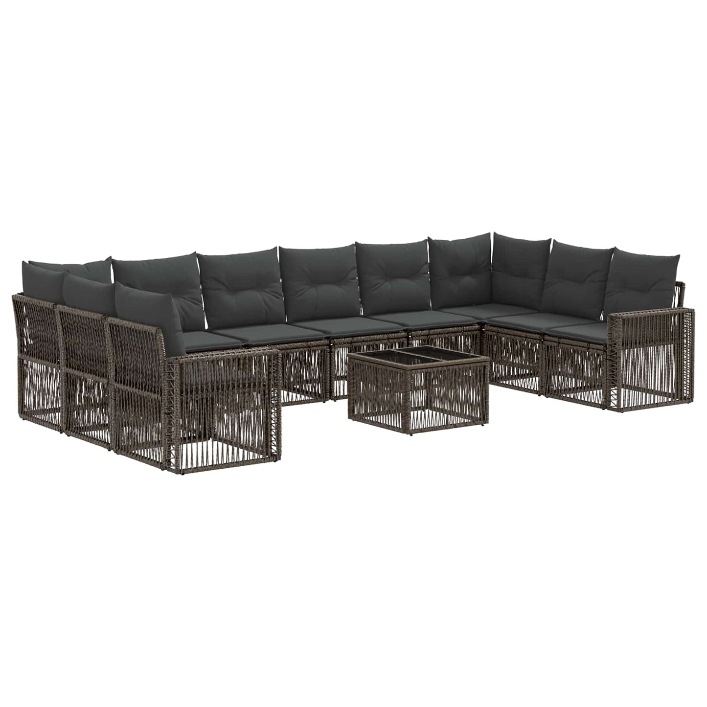 Set Divano da Giardino 11 pcs Grigio e Grigio Scuro polyrattan | homemem39