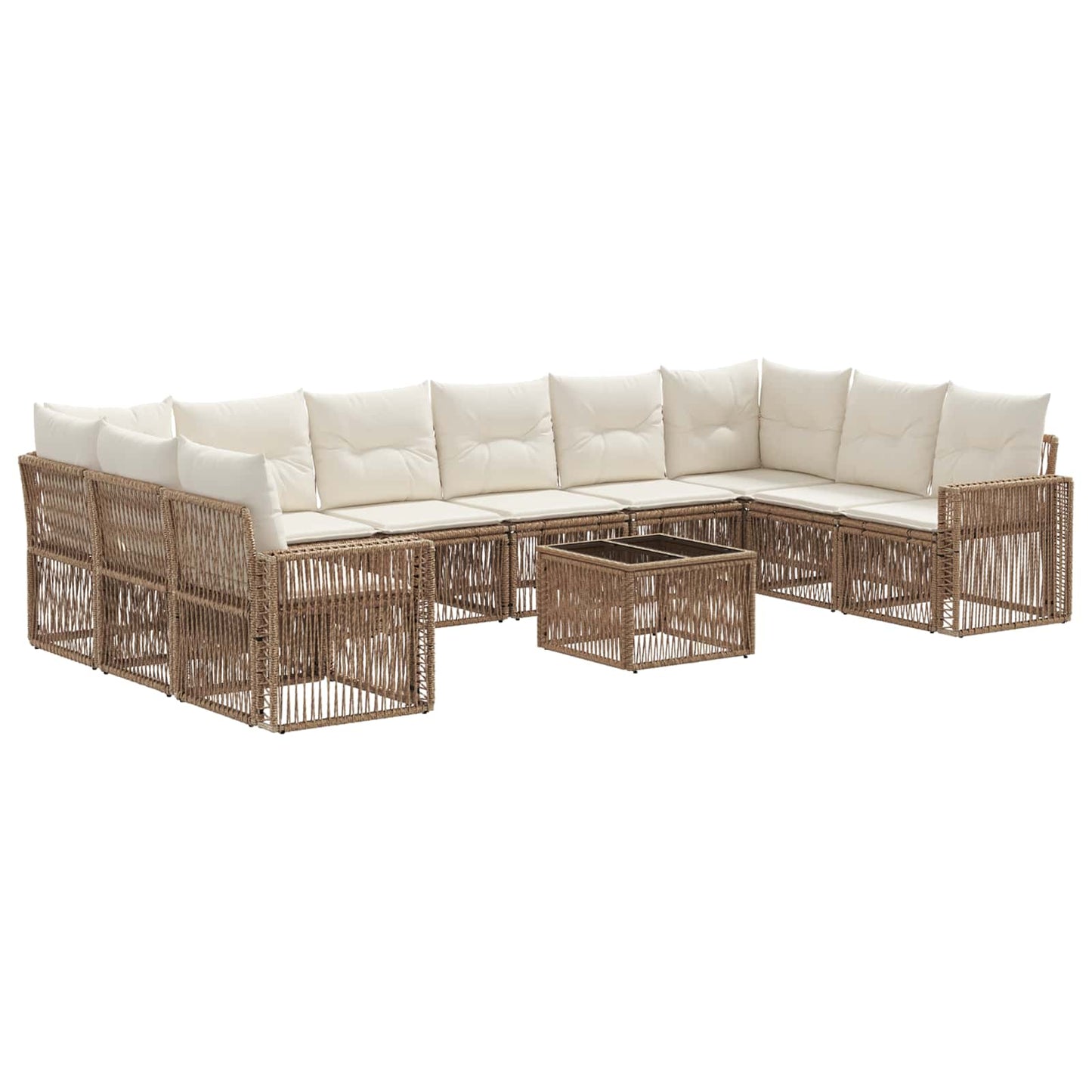 Set Divano da Giardino 11 pcs Beige e Bianco Crema polyrattan | homemem39