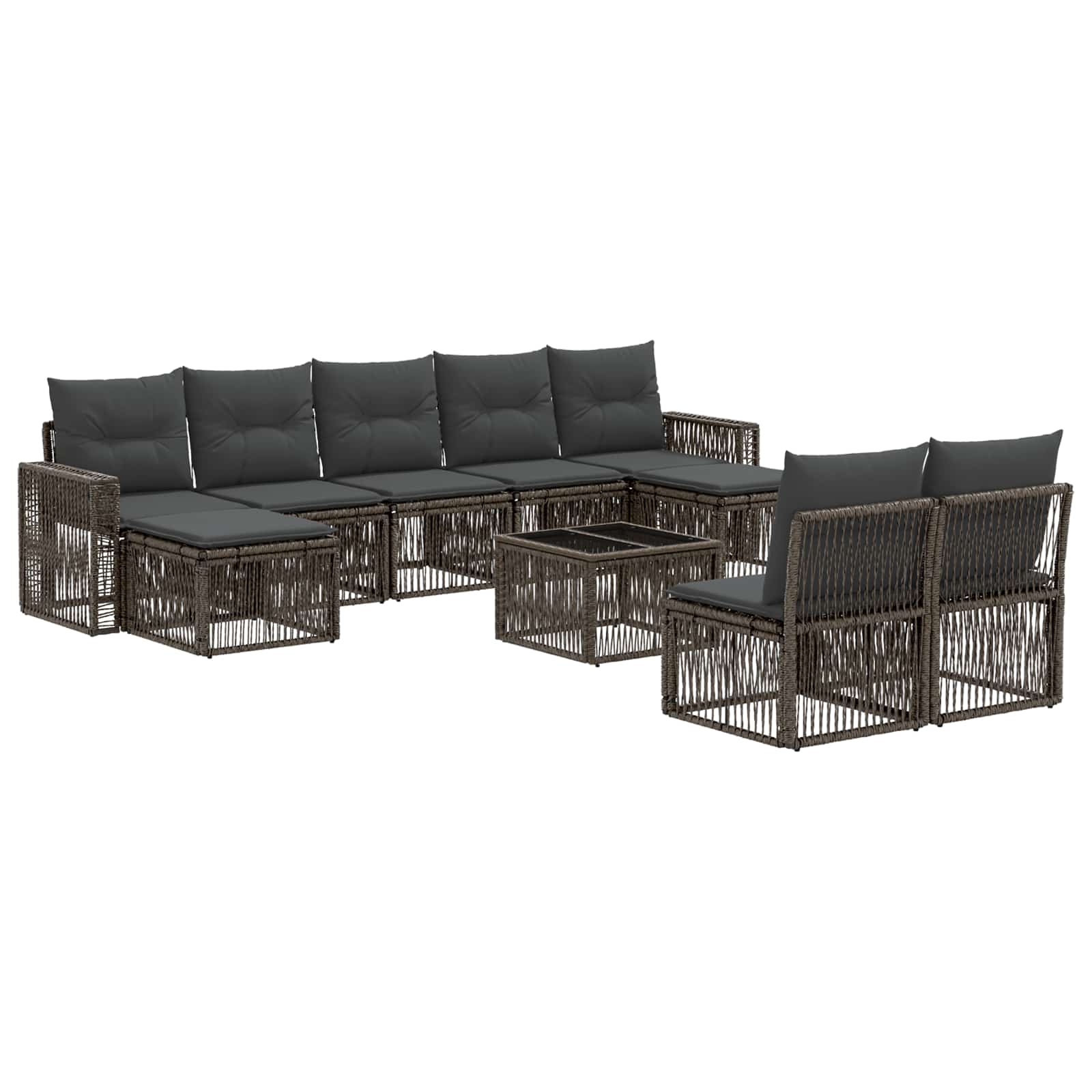 Set Divano da Giardino 10 pcs Grigio e Grigio Scuro polyrattan | homemem39