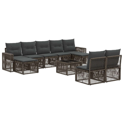 Set Divano da Giardino 10 pcs Grigio e Grigio Scuro polyrattan | homemem39