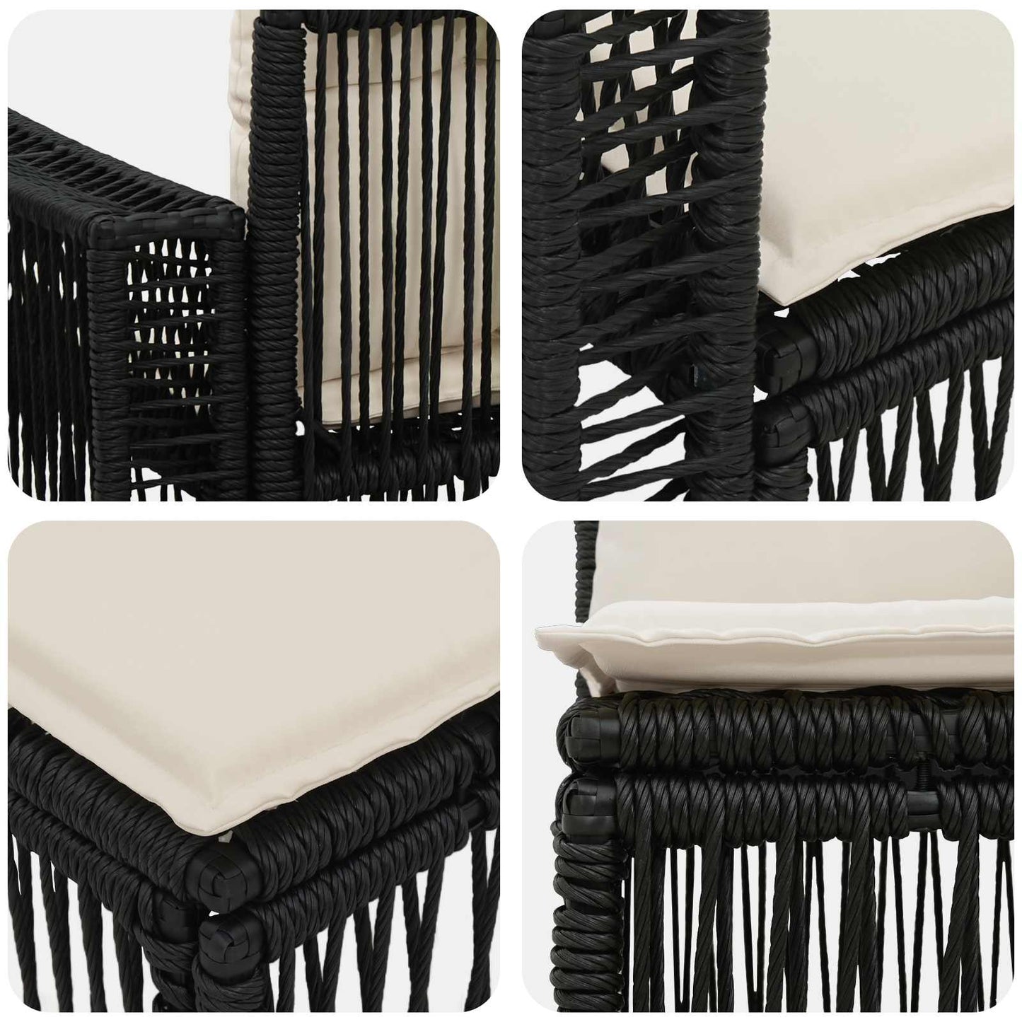 Set Divano da Giardino 10 pcs Nero e Bianco Crema polyrattan | homemem39