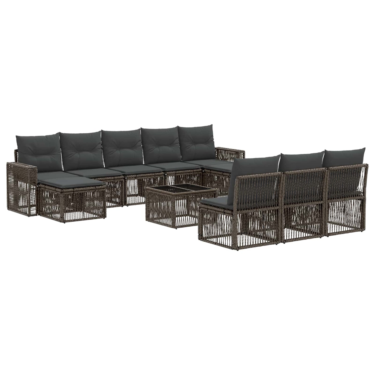 Set Divano da Giardino 11 pcs Grigio e Grigio Scuro polyrattan | homemem39