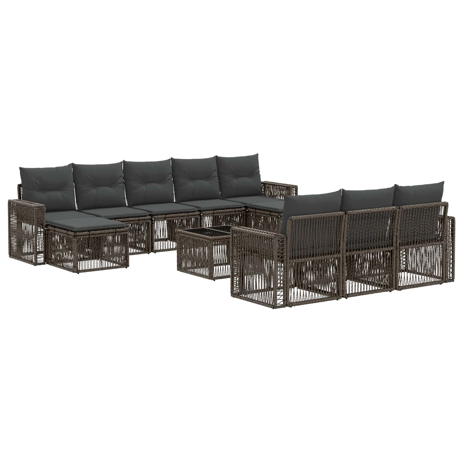 Set Divano da Giardino 11 pcs Grigio e Grigio Scuro polyrattan | homemem39