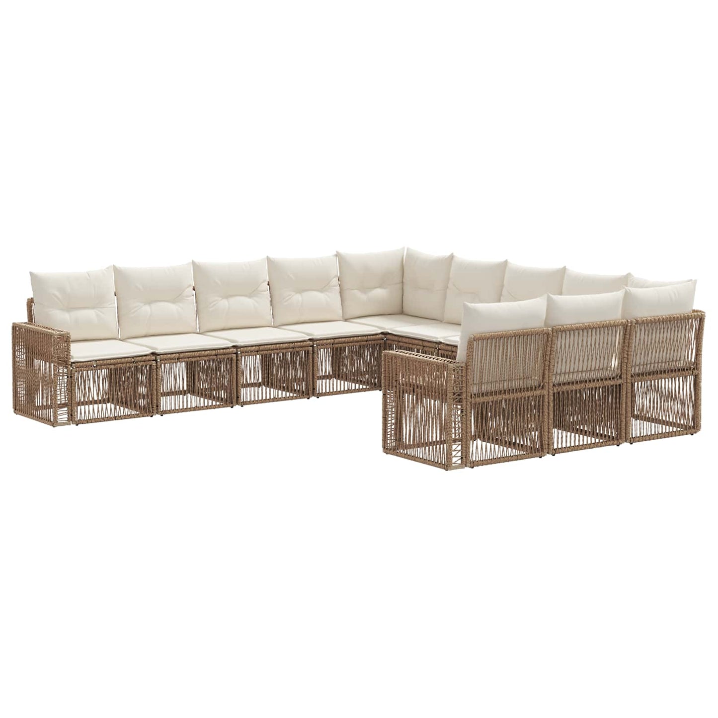 Set Divano da Giardino 11 pcs Beige e Bianco Crema polyrattan | homemem39