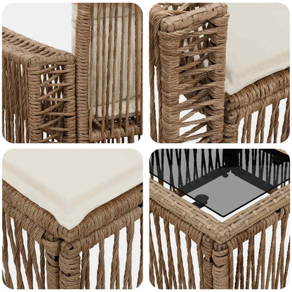Set Divano da Giardino 12 pcs Beige e Bianco Crema polyrattan | homemem39