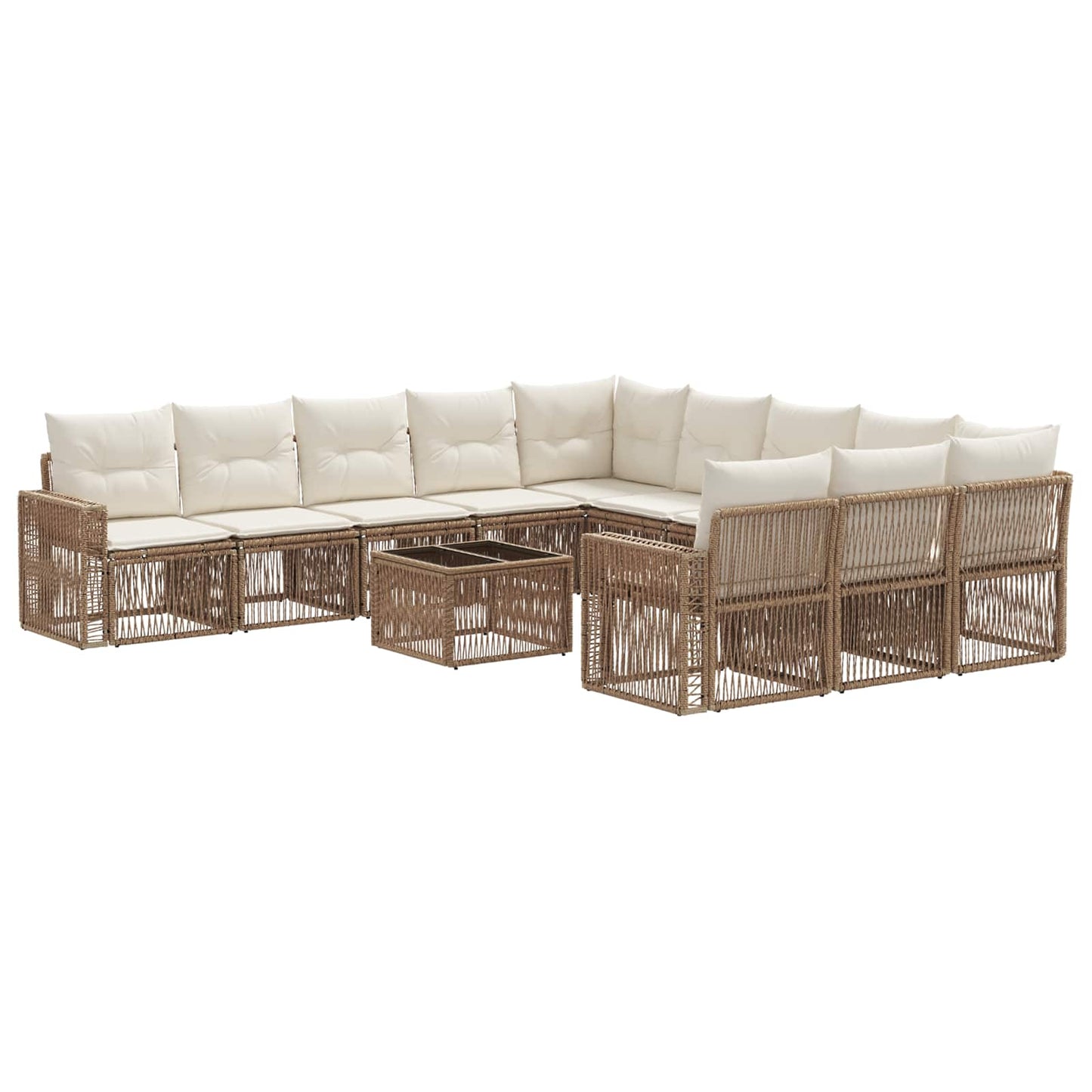 Set Divano da Giardino 12 pcs Beige e Bianco Crema polyrattan | homemem39