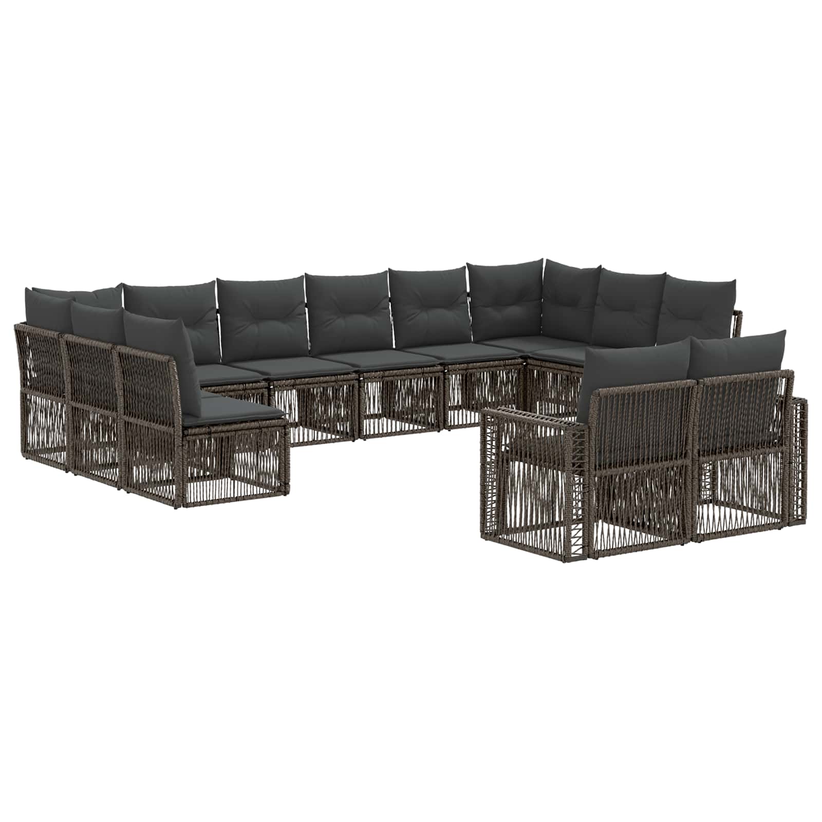 Set Divano da Giardino 12 pcs Grigio e Grigio Scuro polyrattan | homemem39