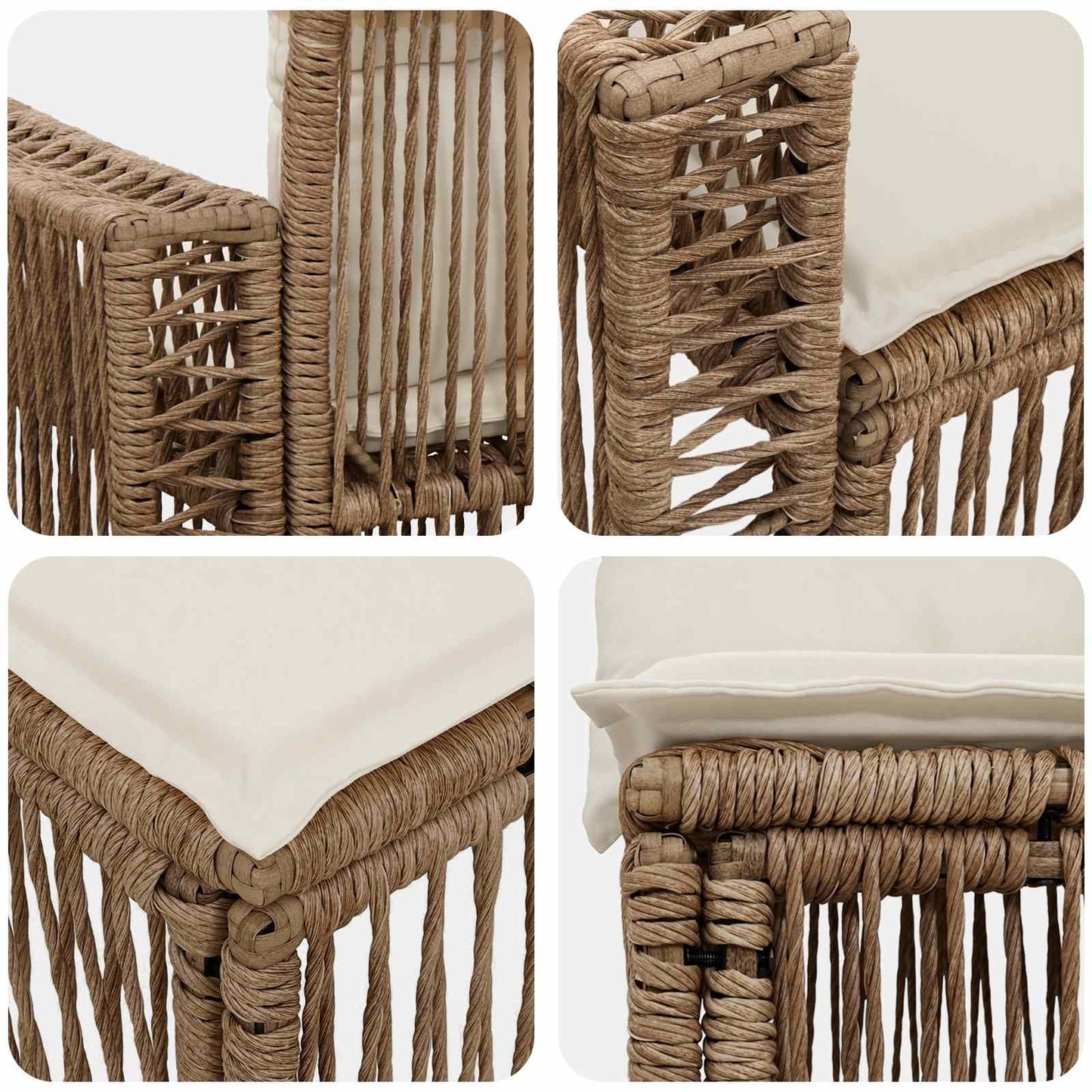 Set Divano da Giardino 12 pcs Beige e Bianco Crema polyrattan | homemem39