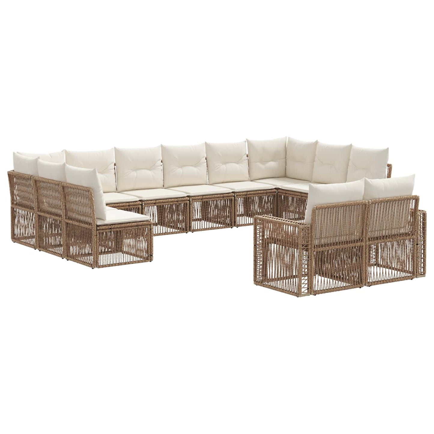Set Divano da Giardino 12 pcs Beige e Bianco Crema polyrattan | homemem39