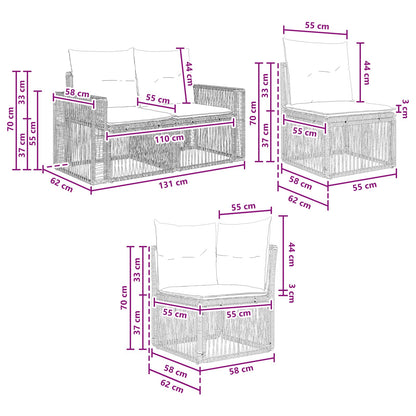 Set Divano da Giardino 12 pcs Nero e Bianco Crema polyrattan | homemem39