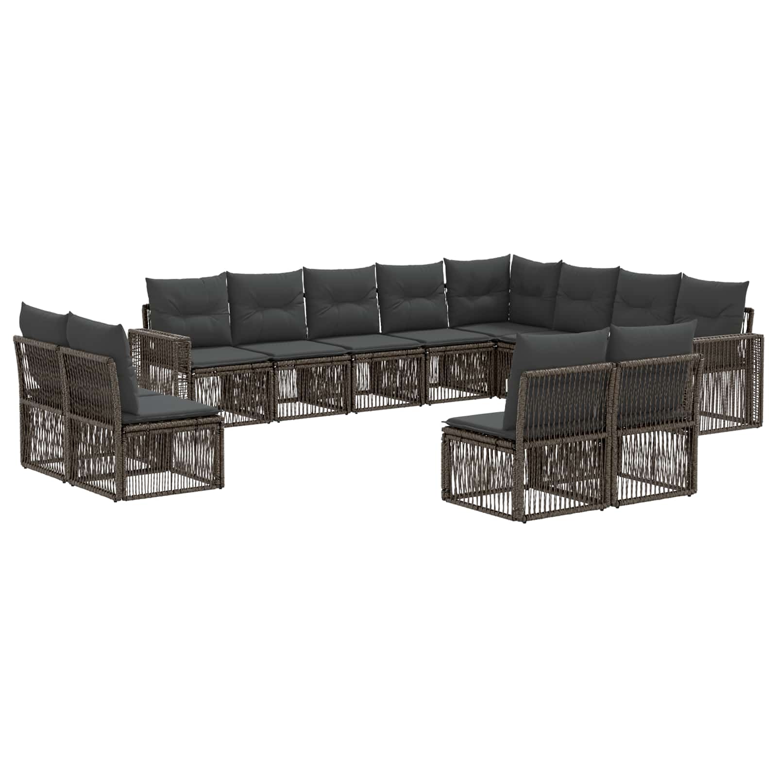 Set Divano da Giardino 12 pcs Grigio e Grigio Scuro polyrattan | homemem39