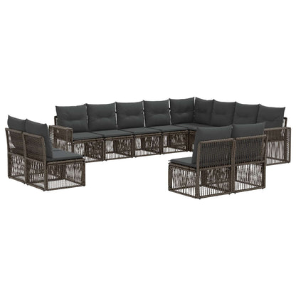Set Divano da Giardino 12 pcs Grigio e Grigio Scuro polyrattan | homemem39