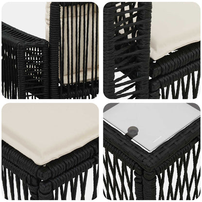 Set Divano da Giardino 13 pcs Nero e Bianco Crema polyrattan | homemem39