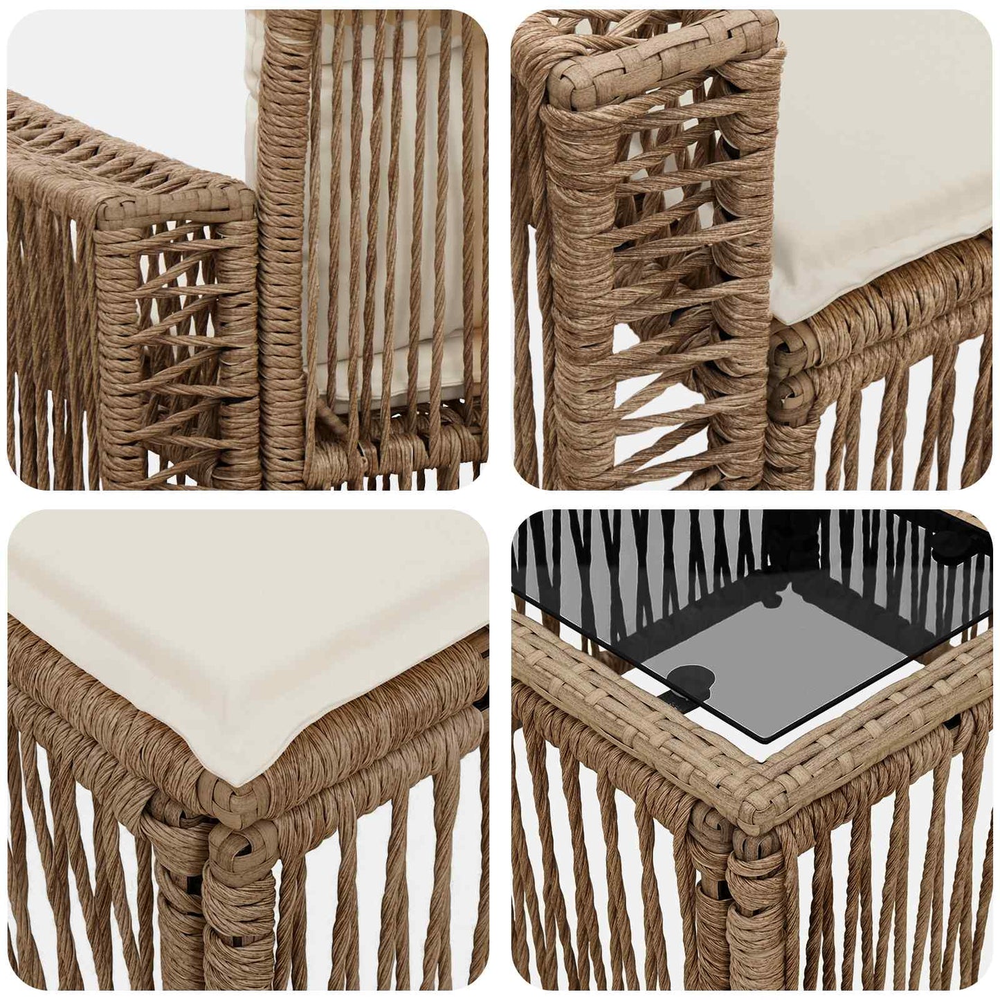 Set Divano da Giardino 13 pcs Beige e Bianco Crema polyrattan | homemem39