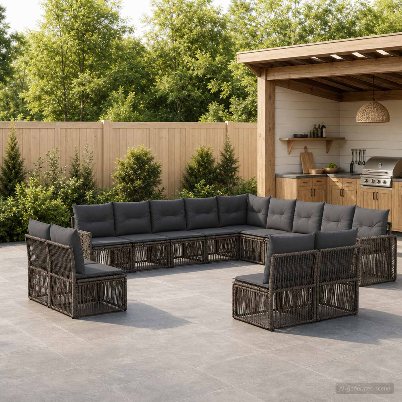 Set Divano da Giardino 13 pz Grigio e Grigio Scuro polyrattan | homemem39