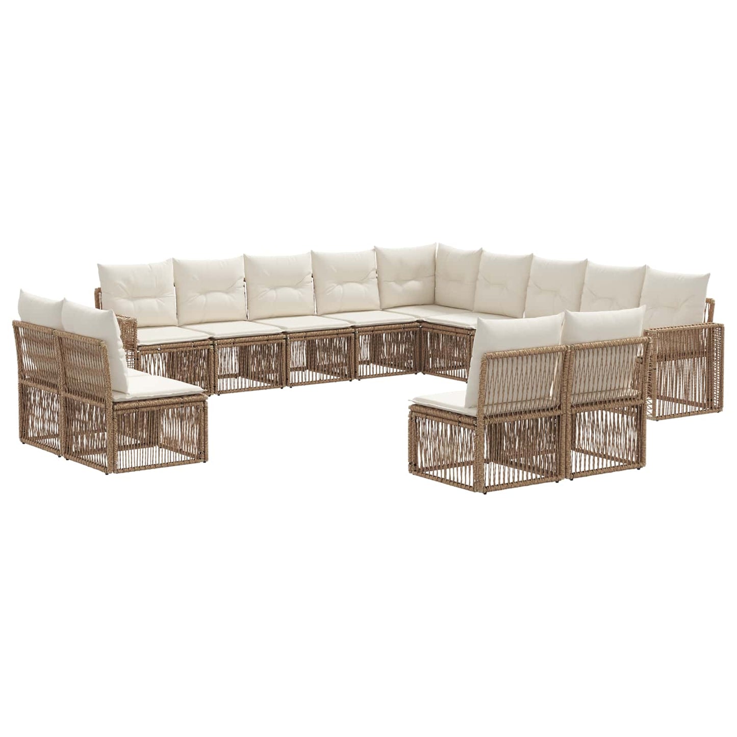 Set Divano da Giardino 13 pcs Beige e Bianco Crema polyrattan | homemem39