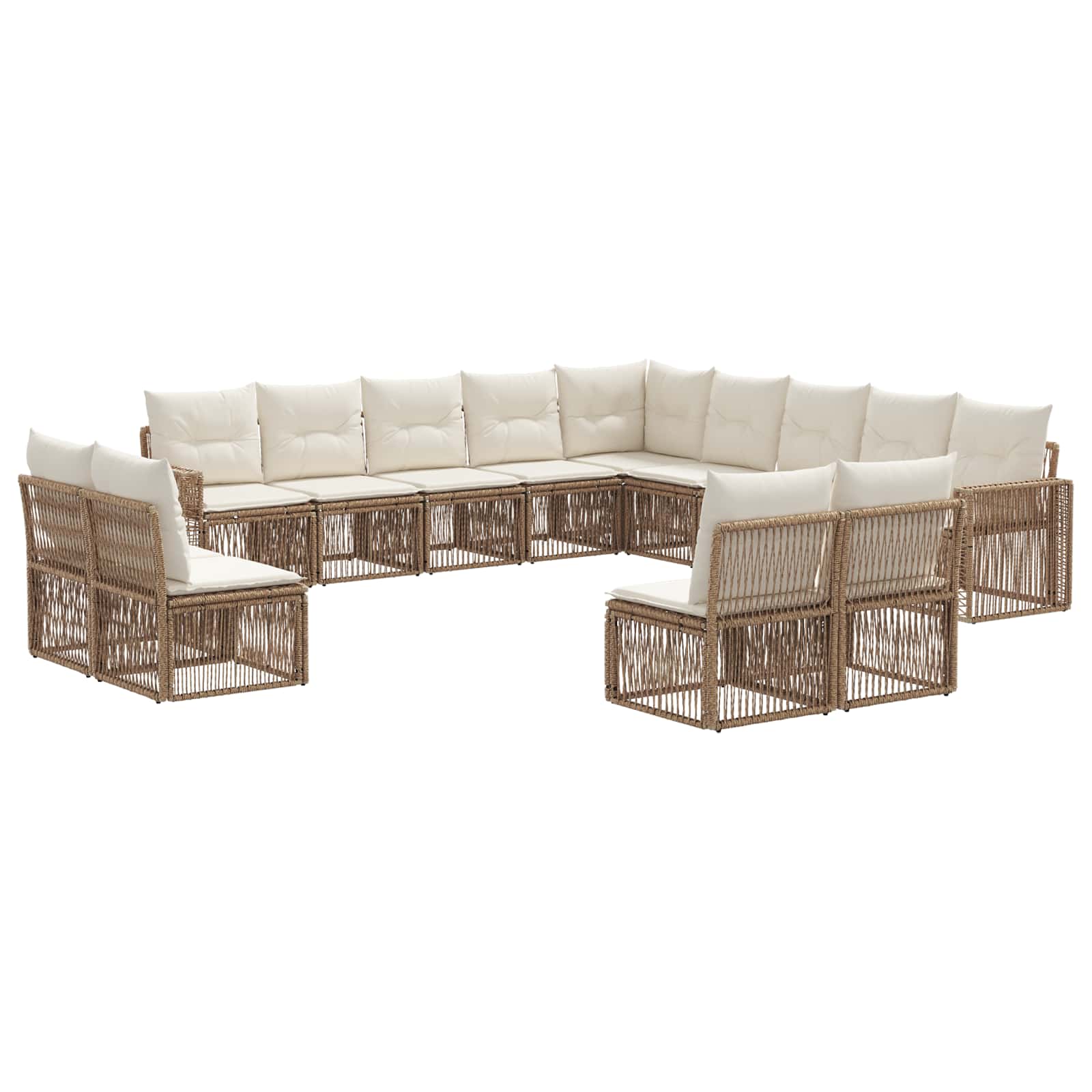 Set Divano da Giardino 13 pcs Beige e Bianco Crema polyrattan | homemem39