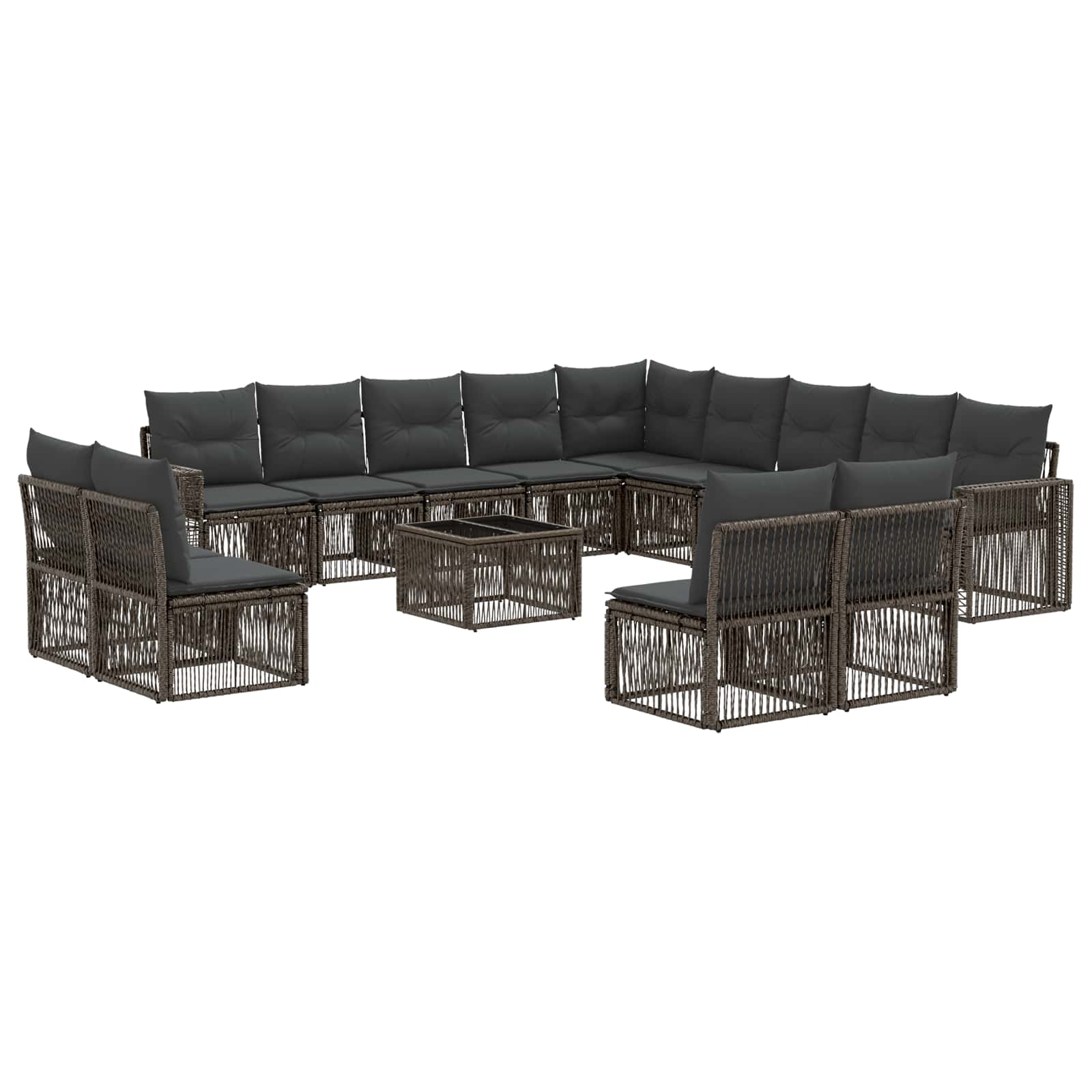 Set Divano da Giardino 14 pcs Grigio e Grigio Scuro polyrattan | homemem39